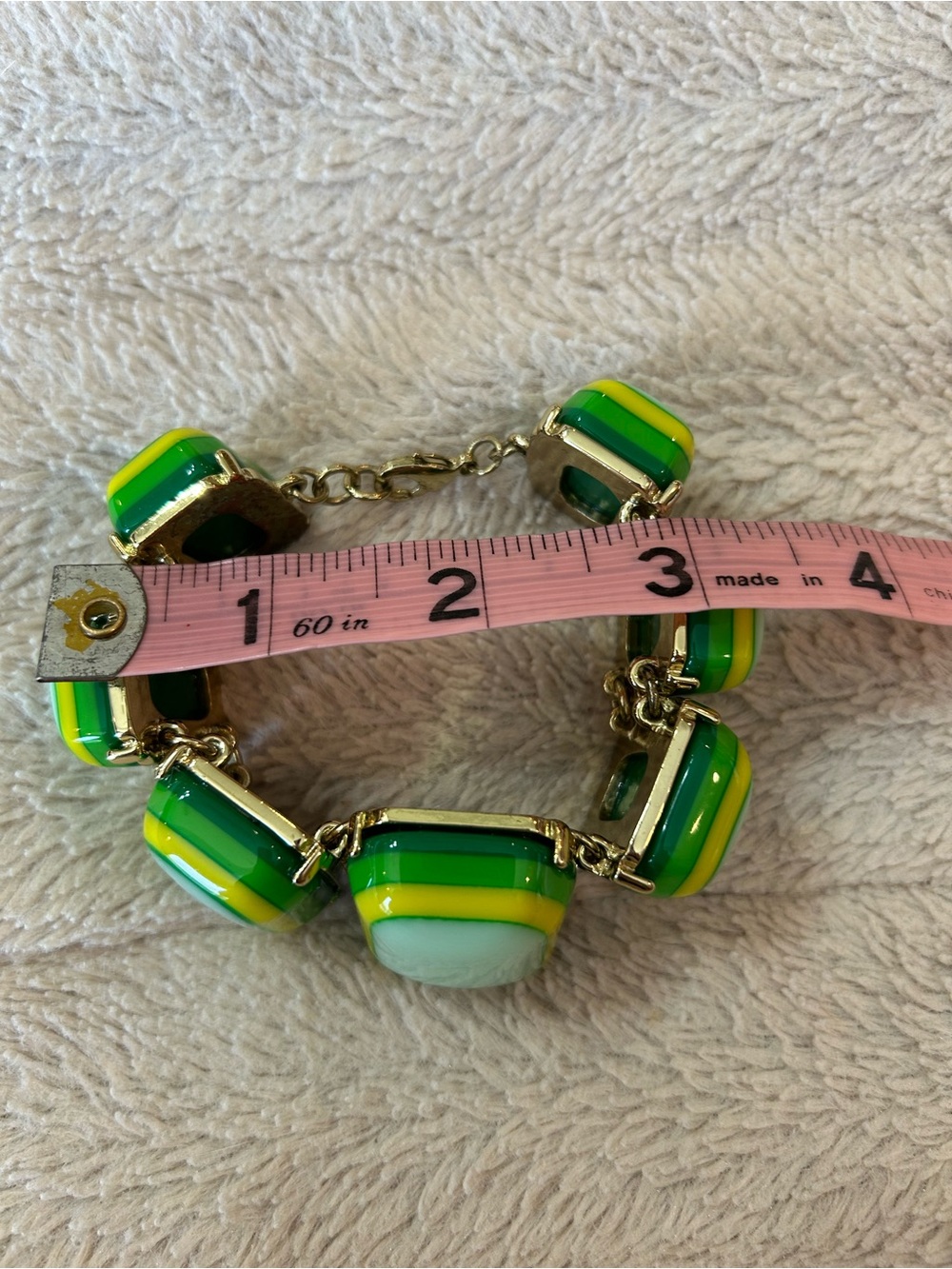 Coldwater Creek Green/Yellow Layered Glass Statement Necklace & Bracelet Set - Picture 9 of 9